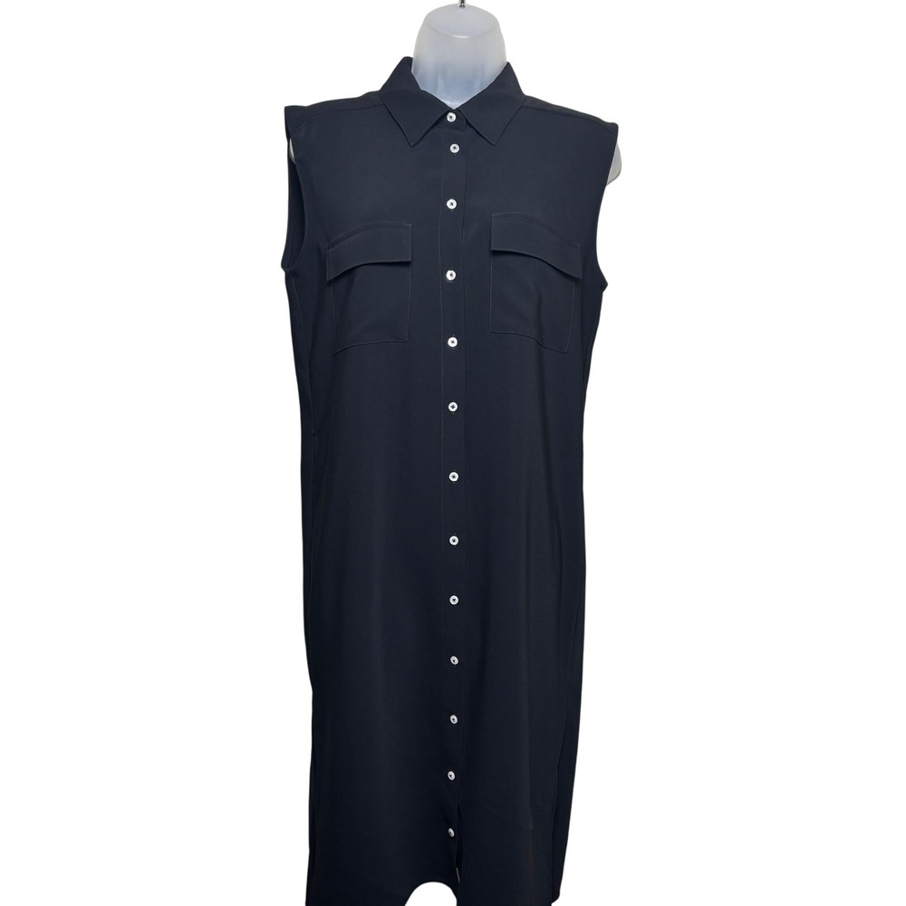 Amanda Uprichard Black‎ Sleeveless Collared Pockets Button Down Dress Womens M